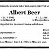 Beer Albert 1902-1988 Todesanzeige